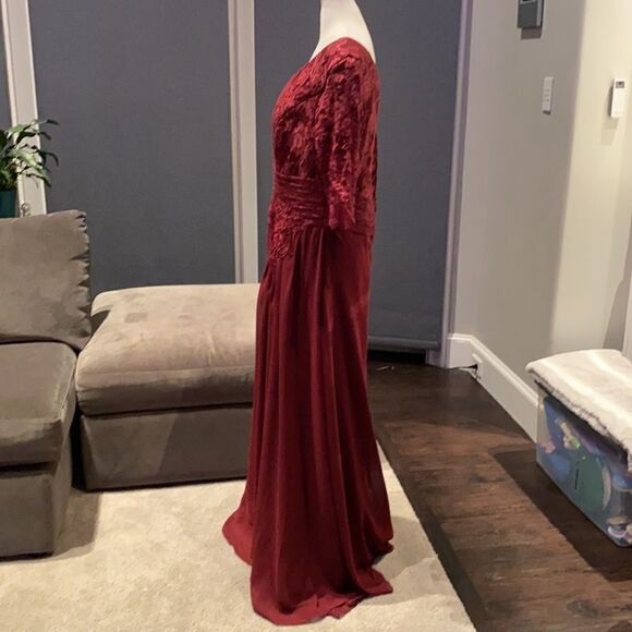 Women’s Long Chiffon Half Sleeve Mother of the Bride Prom Party Dress 14-16 NWOT - Picture 4 of 10